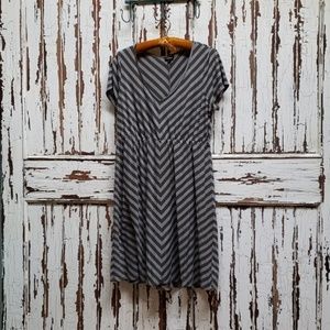Olive and grey striped t shirt dress